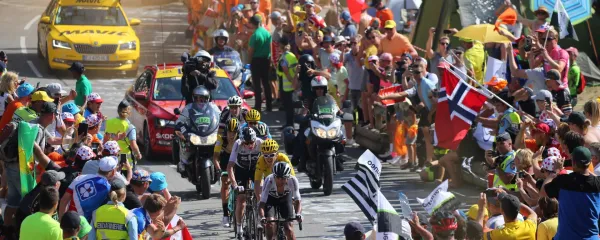 Egan Bernal (COL - Team Sky), Geraint Thomas (GBR - Team Sky) yellow jersey, Christopher Froome (GBR - Team Sky), Vincenzo Nibali (ITA - Bahrain - Merida) during the 105th Tour de France 2018, Stage 12, Bourg Saint Maurice Les Arcs - Alpe d'Huez (175 km) on July 19th, 2018 - Photo Kei Tsuji/BettiniPhoto/DPPI,Image: 378638131, License: Rights-managed, Restrictions: P, Model Release: no, Credit line: KEI TSUJI/AFP/Profimedia