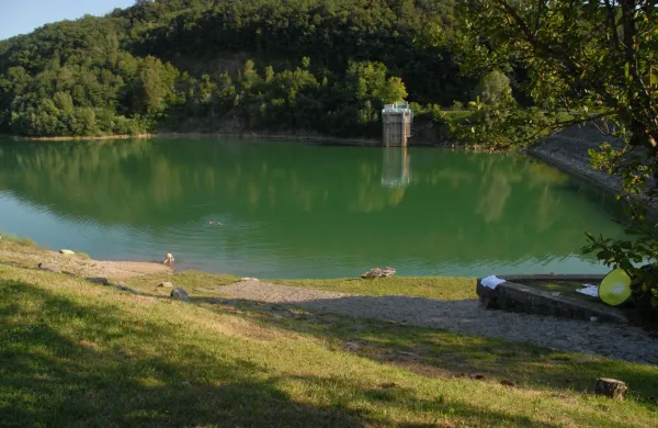Namakanje, namakalni sistem Vogr&scaron;čekm, kmetijstvom, poljedelstvo, vrtnarstvo, sadjarstvo, vinogradni&scaron;tvo, spodnja Vipavska dolina - na sliki zadržervalnik na Vogr&scaron;čku, celo plavalci (Slovaki) - julij 2017