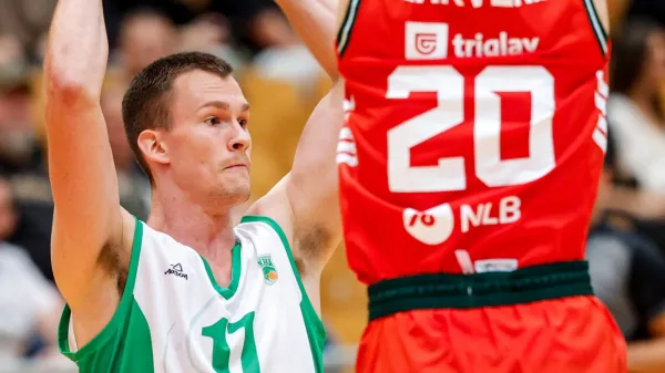 during Slovenian SuperCup basketball match between Cedevita Olimpija and Krka in Nova Gorica, Slovenia on September 17, 2026 ko&scaron;arka