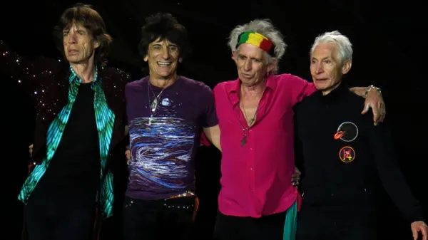 The Rolling Stones, Dunaj, stadion Ernst Happel, 16. junij 2014: Mick Jagger, Ron Wood, Keith Richards in Charlie Watts