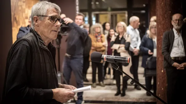 Sandi Renko na odprtju razstave, ki bo na ogled do 31. marca.