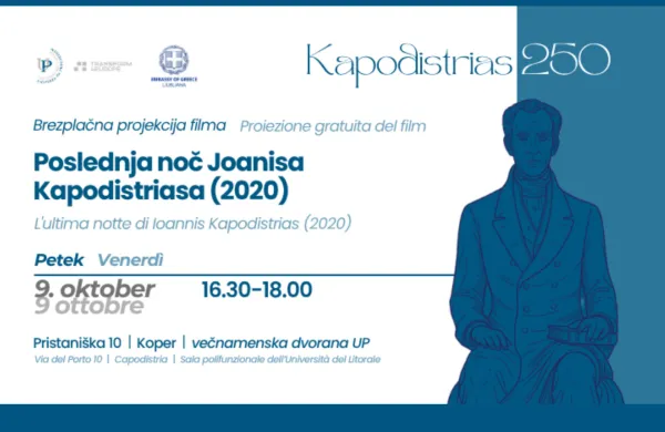 Ob 250-letnici rojstva Joanisa Kapodistriasa vabljeni na posebno projekcijo filma