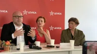 Koper.Predstavitev kandidata Levice za koprskega zupana Alena Medvesa.