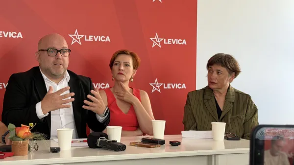 Koper.Predstavitev kandidata Levice za koprskega zupana Alena Medvesa.